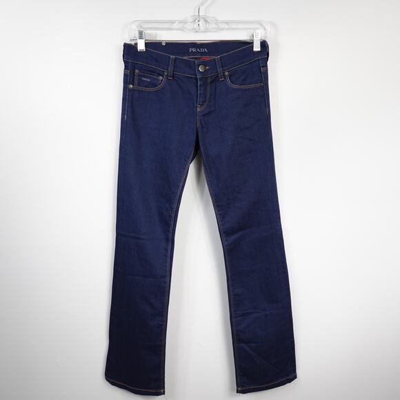 Vintage Y2K Prada Low Rise Regular Fit Straight Bootcut Blue Jeans - Picture 1 of 12